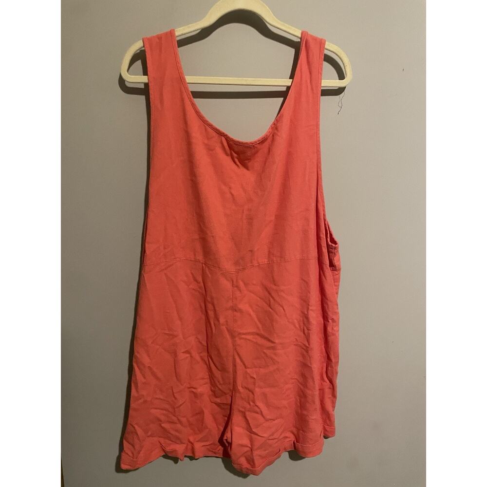 Zenana Linen Rayon Blend Knit Coral Pink Romper Pockets Womens Size 2XL - Picture 4 of 5